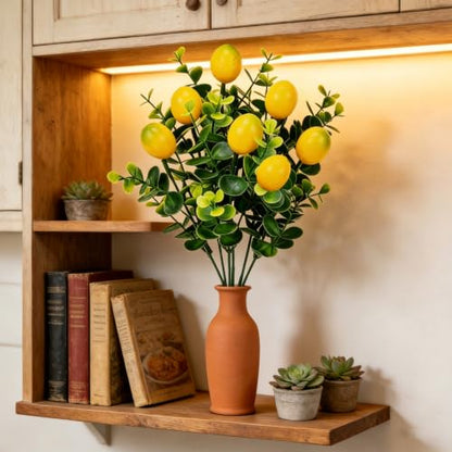 Artificial Lemon Branches Set - Realistic Faux Lemon Decor, 12 Pack