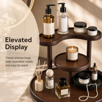 Wood Look 3-Tier Perfume & Jewelry Organizer for Vanity & Bathroom