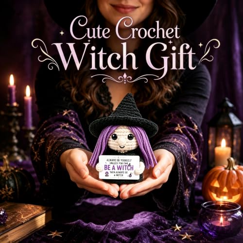 Witchy Gift for Women - Handmade Crochet Witch Decor for Halloween & Home