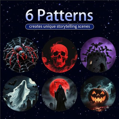 Halloween LED Mini Ambient Projector Light - Black, 6 Patterns Ceiling Decor