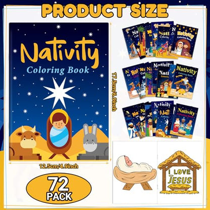 Nativity Coloring Book Set - 72 Mini Bible Themed Party Favors - Variation of THIS listing