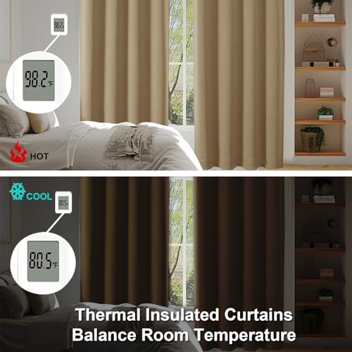 Simplebrand Ava Hot Pink Short Blackout Curtains for Bedroom 54 Inches Long 2 Panels Set, Solid Thermal Insulated, Energy Saving Window Treatment Curtains Blackout Drapes, W40 x L54 Inch