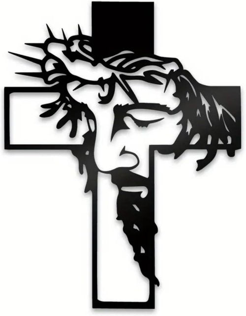Black Jesus Wall Cross Decor - Metal Crucifix Wall Sculpture for Home & Office | 12.59 x 9.84 in