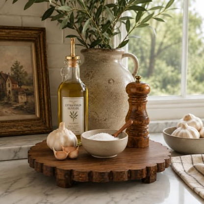 12-Inch Farmhouse Wooden Riser for Kitchen Counter Decor and Display