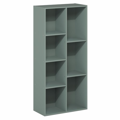 Furinno LUDER Book Shelf, 7-Cube Bookshelf, Bookcase with Open Shelves, 9.4 x 19.5 x 41.7, Easy Assembly, for Living Room, Bedroom, Home Office, Sage Green