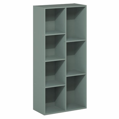 Furinno LUDER Book Shelf, 7-Cube Bookshelf, Bookcase with Open Shelves, 9.4 x 19.5 x 41.7, Easy Assembly, for Living Room, Bedroom, Home Office, Sage Green