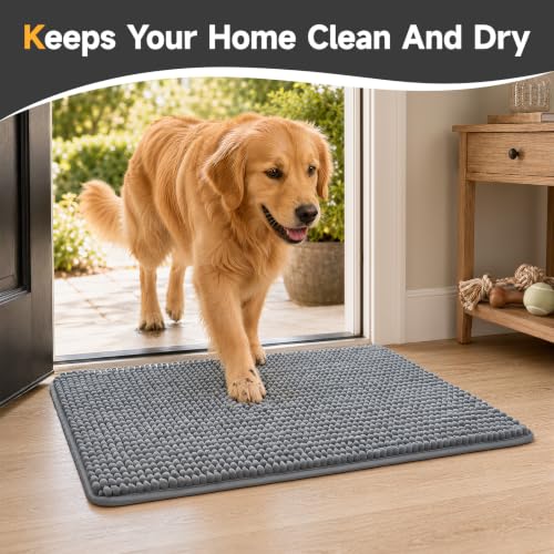 Dark Grey Bathroom Rug 30x20 Soft Chenille Non Slip Absorbent