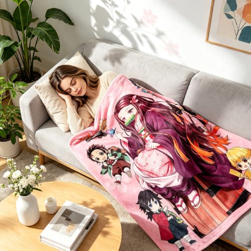 Anime Demon Flannel Blanket - Soft 50x60 Inch Sofa Bed Throw for Fans