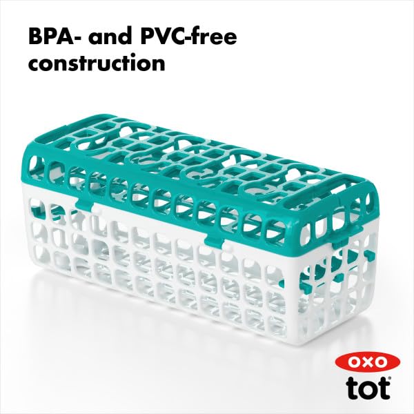OXO Tot Dishwasher Basket for Bottle Parts & Accessories, Teal, 1 Count (Pack of 1)