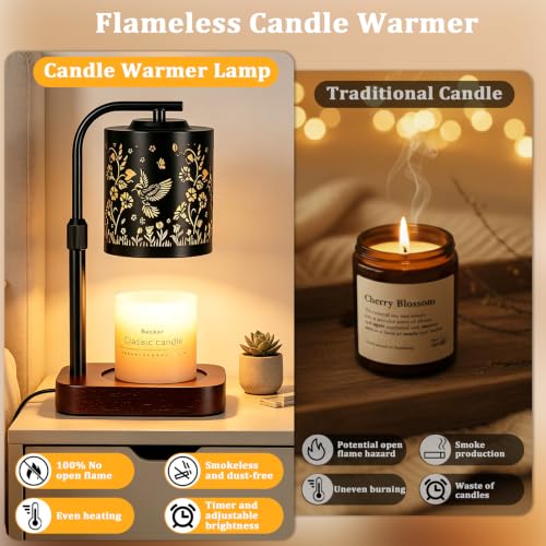 WIHTU Candle Warmer Lamp with Timer & Dimmer - Hummingbird Design