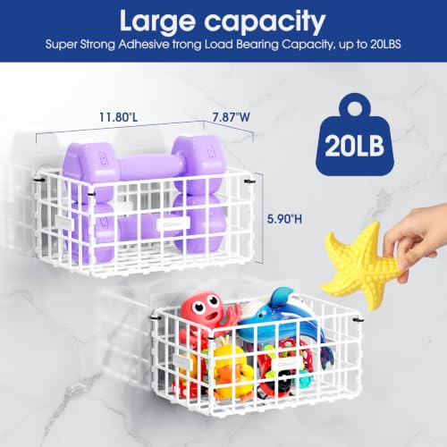 Bath Toy Storage Organizer White 2-Pack Large Plastic Shower Caddy