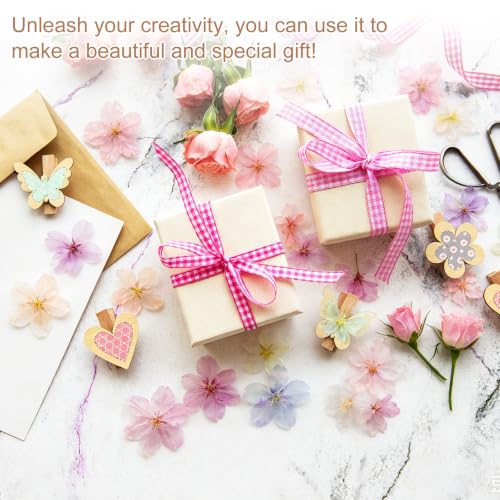 Pressed Dried Flowers for Crafts - Dark Pink Cherry Blossom, 12 Pcs