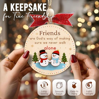 Friend Christmas Ornament – Wooden Friendship Ornament for Women (B75) – 3-Inch Keepsake