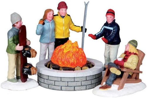 Lemax Fire Pit Set of 5 - Battery Operated (4.5V) for Cozy Outdoor Evenings