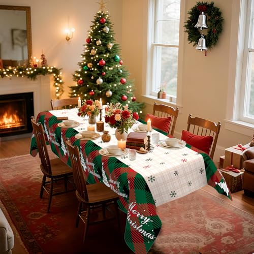 Christmas Tablecloth 8pcs Disposable Rectangular Snowflake Xmas Tree Cover 54x108 Inches - Holiday Party Supplies