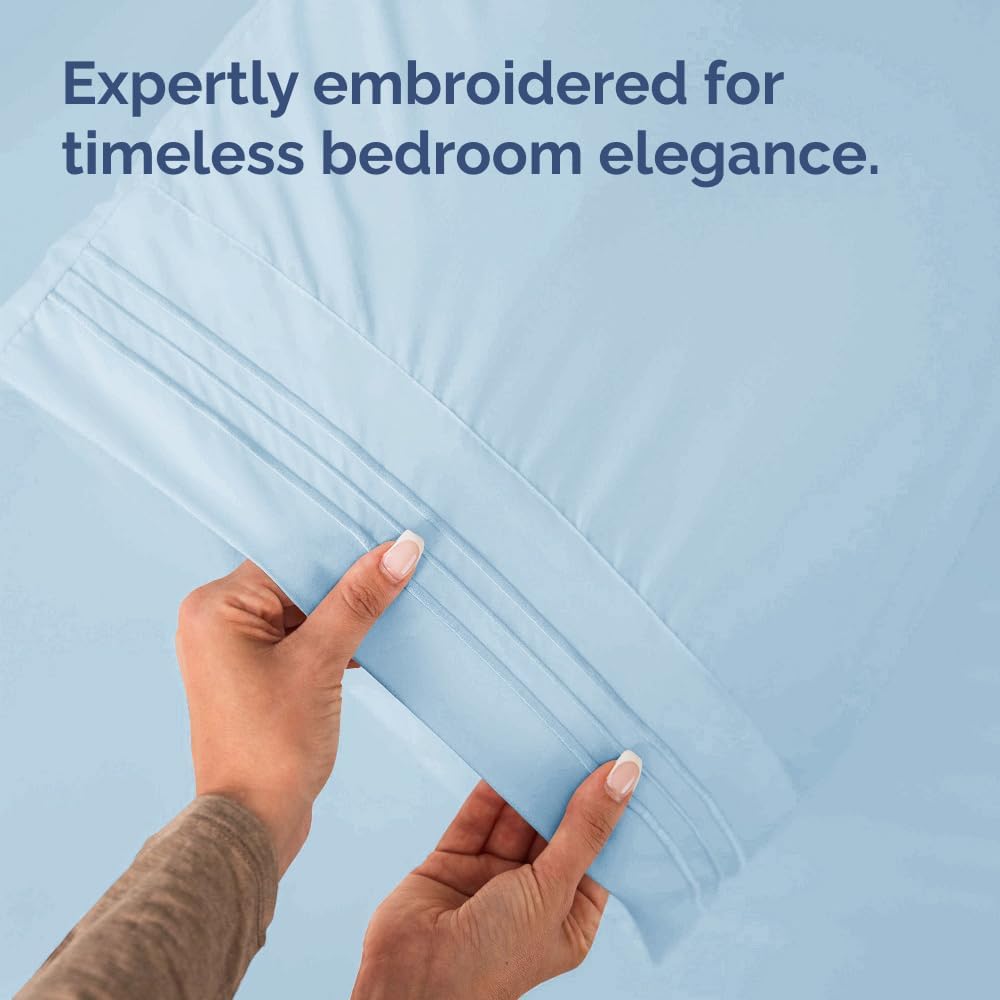Skiennix Queen Pillow Cases Set of 4 | Ultra Soft Hotel Quality & Wrinkle-Free - Sky Blue