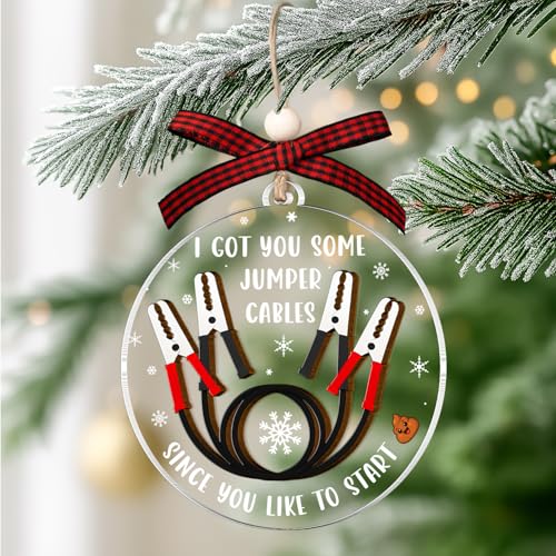 Funny Jumper Cables Ornament 2025 - Sarcastic Christmas Gag Gift - Variation: Cab