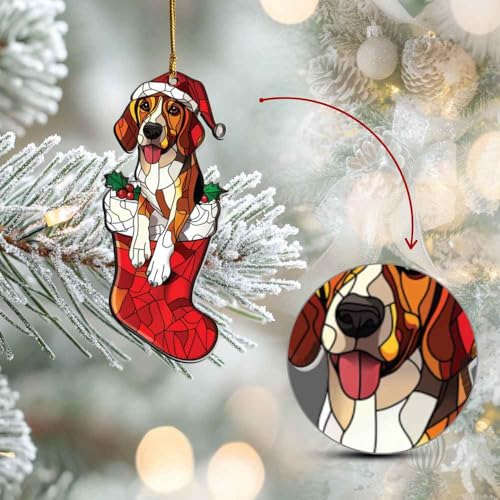 4 Inch Coonhound Acrylic Christmas Ornament Gift for Coonhound Lovers