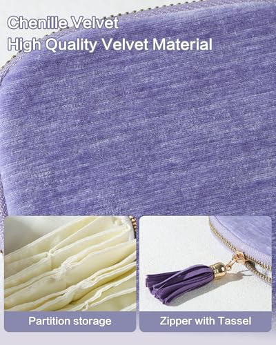 Travel Jewelry Case with Velvet Pouch - Plum Purple