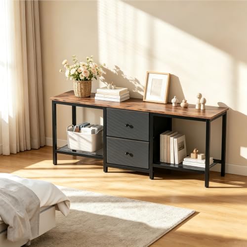 Rustic Brown TV Stand with Storage Drawers and Shelves - Fits 55 Inch TVs