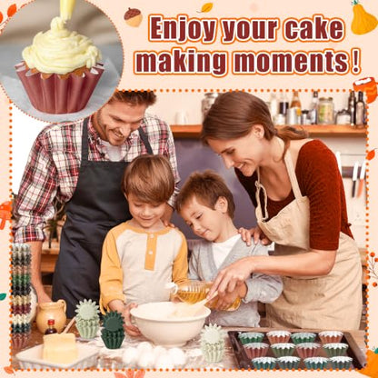 Mini Fall Cupcake Liners 200 Pack - 10 Styles, Dark Colors