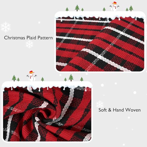 Christmas Door Mat 28x43 Buffalo Plaid Cotton Washable Rug - Red & Black Variation
