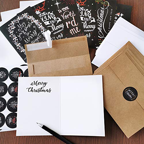 120 Pcs Christmas Greeting Cards with Envelopes & Stickers Bulk Holiday Set