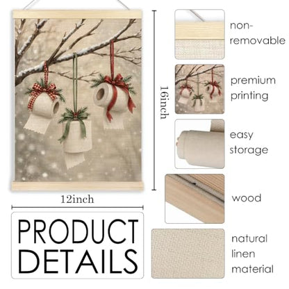 Christmas Toilet Paper Wall Art Poster with Canvas & Frame - A12 Wall Art