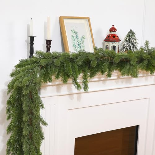 Lyrow 2 Pack 6ft Christmas Pine Garland - Thick Deluxe Holiday Decor