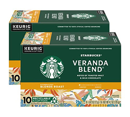 Starbucks Veranda Blend Blonde, K-Cup Portion Pack for Keurig K-Cup Brewers, 10-Count (Pack of 2)