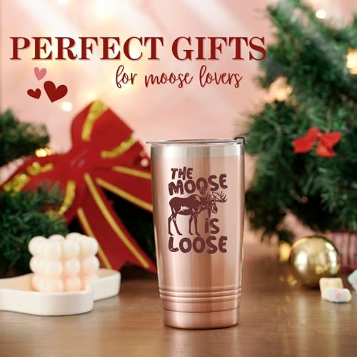 Onebttl The Moose Is Loose 20 oz Insulated Tumbler Gift for Moose Lovers - Includes Stainless Straw & Gift Box