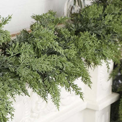 YOFIT 9FT Real Touch Cedar Christmas Garland for Mantle Fireplace - Holiday Decor