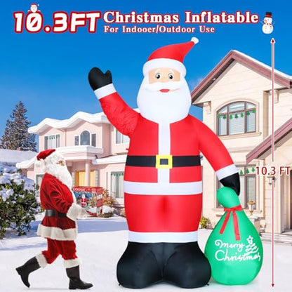 Inflatable Santa Claus Christmas Yard Decor with LED Lights - 10.3 ft