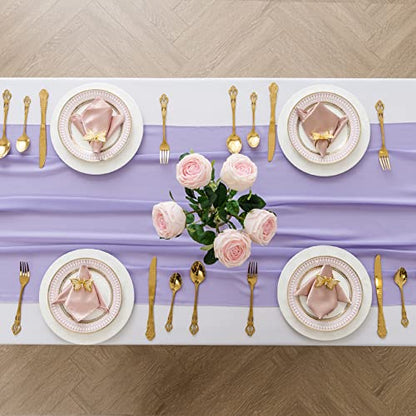 Lavender Chiffon Table Runner 14x108 Inches Set of 6 - Elegant Wedding & Party Decor