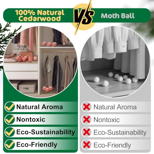 Cedar Balls for Clothes Storage 50 Pack Natural Cedar Scented Closet Fresheners