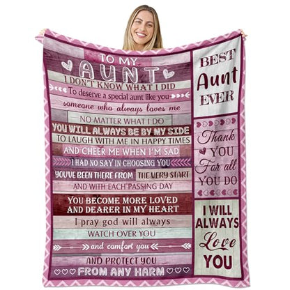 60 x 80 Inch Aunt Ever Blanket - Heartwarming Gift for Aunts from Niece Nephew
