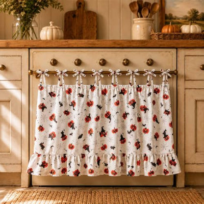 Oven Skirt for Kitchen Decor Curtain - Washable Decorative Farmhouse Style Moon White