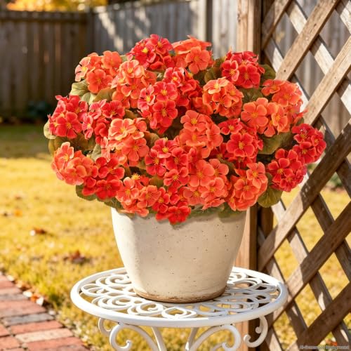 Mixed Orange 8-Pack Artificial Fall Flowers for Outdoors and Indoor Decor