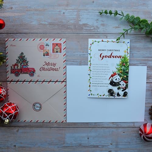 Godson Christmas Card with Envelope and Seal - Holiday Greeting Card for Godson