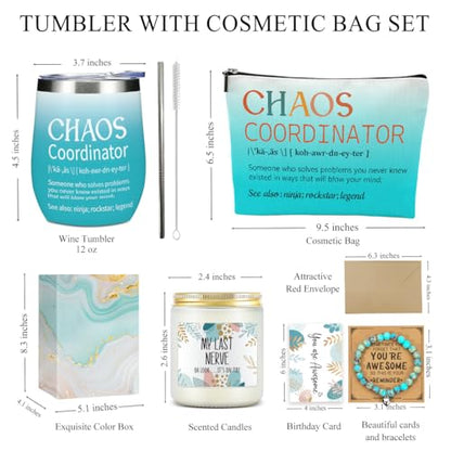 Chaos Coordinator Gift Set for Women - Appreciation Gift Basket with Tumbler, Jewelry, and Accessories - Variation: ChaosCoordinator