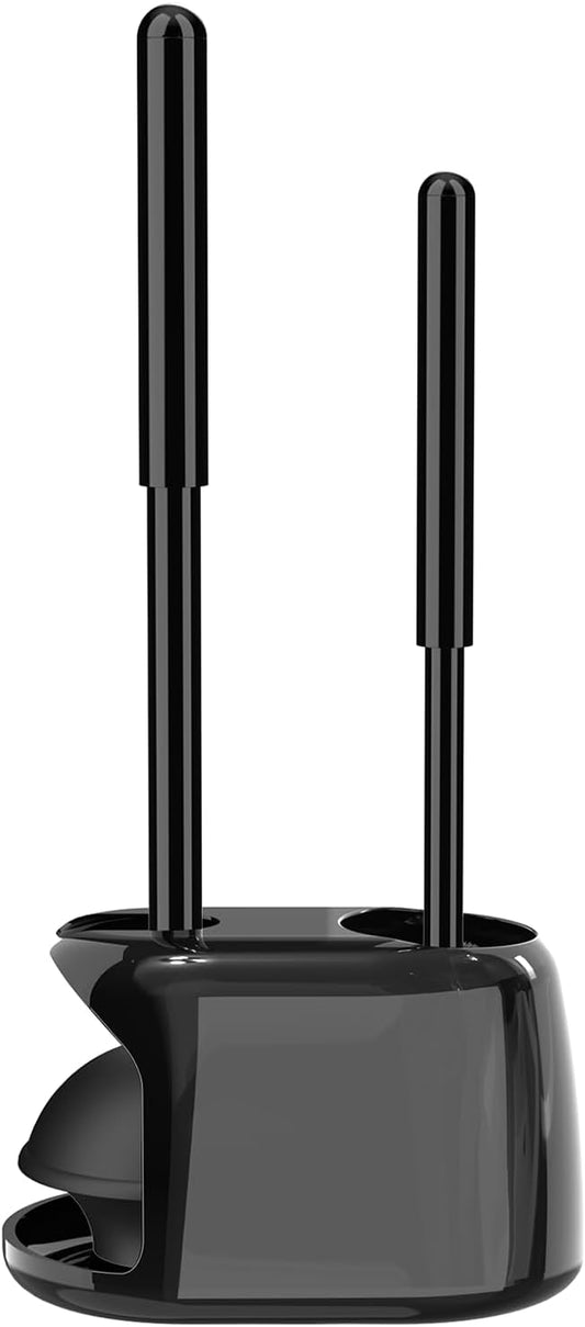 SetSail Toilet Brush and Plunger Set - Heavy Duty Bathroom Cleaning Tools | Black Semi-Hidden Design