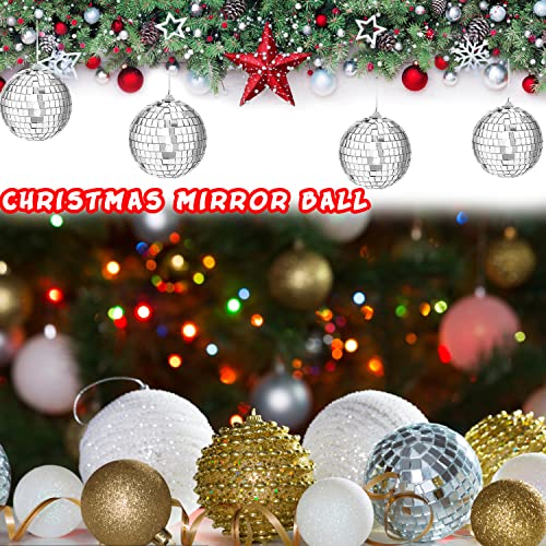30 Pcs 2 Inch Silver Mirror Disco Balls Hanging Decorations for Parties and Christmas
