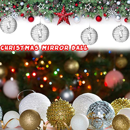 30 Pcs 2 Inch Silver Mirror Disco Balls Hanging Decorations for Parties and Christmas
