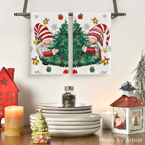 Gnome Christmas Kitchen Towels Set of 2 18x26 Inches - Holiday Decor