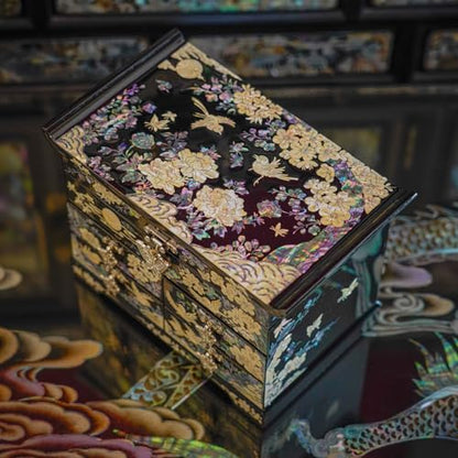 Mother of Pearl Jewelry Organizer Box - Plum Blossom - Elegant Gift for Women