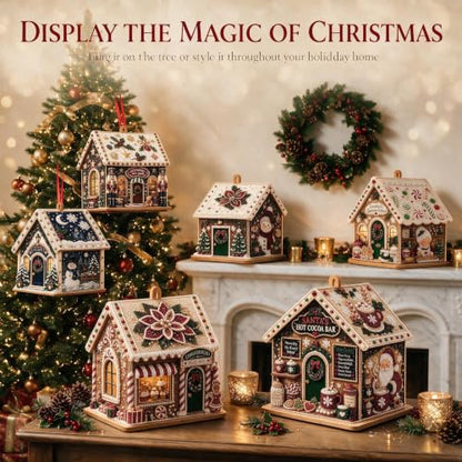 3D Christmas House Diamond Art Kit for Adults with Pearl Beads - Santa Variation