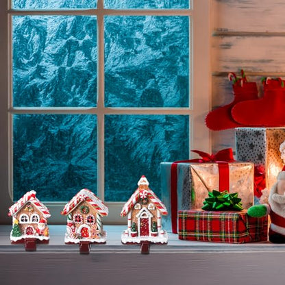 Riceshoot 3 Pack Christmas Gingerbread House Stocking Holders - Classic