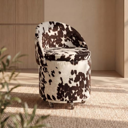 LukeAlon Cow Print Storage Ottoman with Wheels, Versatile & Modern