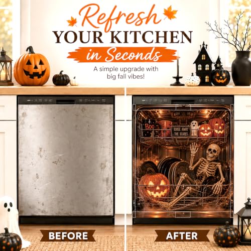 Halloween Skull Skeleton Dishwasher Magnet Cover - One Size Fall Decor
