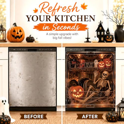 Halloween Skull Skeleton Dishwasher Magnet Cover - One Size Fall Decor